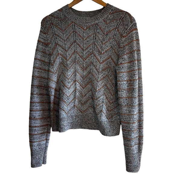 Free people open chevron knit cotton blend sweater size M excellent condition - Picture 5 of 16